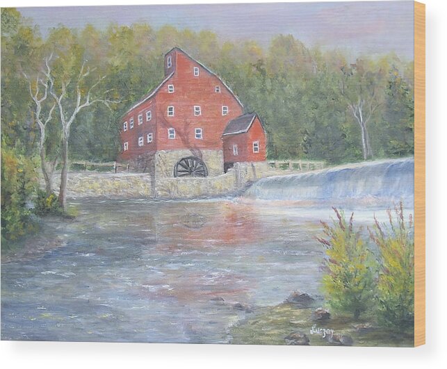 Red Barn Wood Print featuring the painting The Red Barn, Mill Clinton NJ by Katalin Luczay