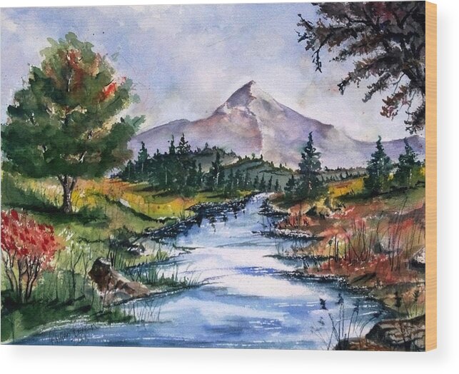 Mountain Wood Print featuring the painting The River by Richard Benson
