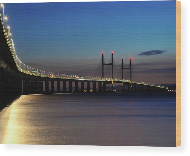Tranquility Wood Print featuring the photograph The Second Severn Crossing by Saffron Blaze