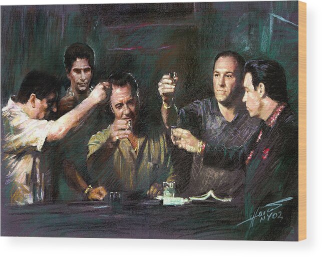 The Sopranos Wood Print featuring the drawing The Sopranos by Viola El