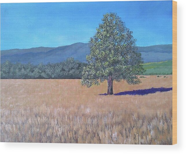 Oak Trees Wood Print featuring the painting The View by Suzanne Theis