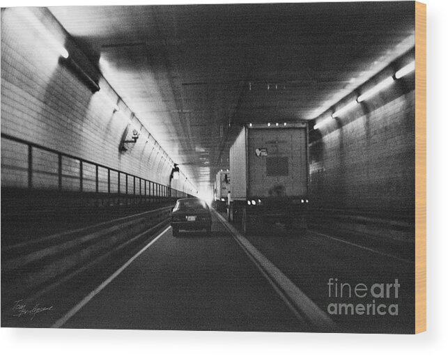 Traffic Wood Print featuring the photograph Through the Tunnel by Tom Brickhouse