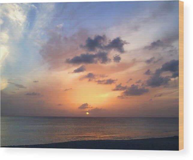 Nature Wood Print featuring the photograph Tiki Beach Caribbean Sunset by Amy McDaniel