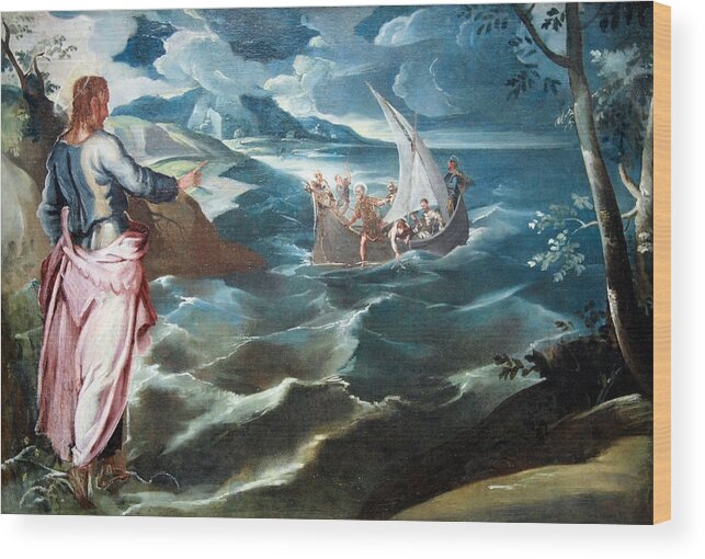 Christ At The Sea Of Galilee Wood Print featuring the photograph Tintoretto's Christ At The Sea Of Galilee by Cora Wandel