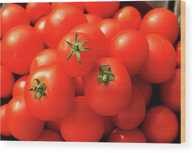 Tomatoes Wood Print featuring the photograph Tomatoes by Penny Tweedie/science Photo Library