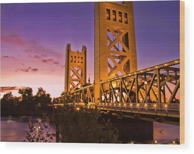 Sunset Wood Print featuring the photograph Tower Bridge Sunset by Randy Wehner