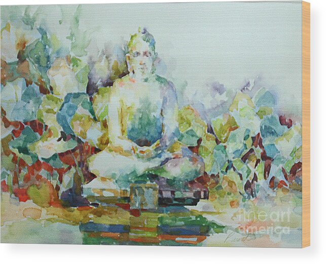 Buddha Wood Print featuring the painting Tranquility by Roger Parent