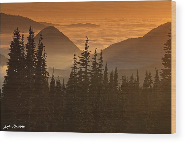 Beauty In Nature Wood Print featuring the photograph Tumtum Peak at Sunset by Jeff Goulden