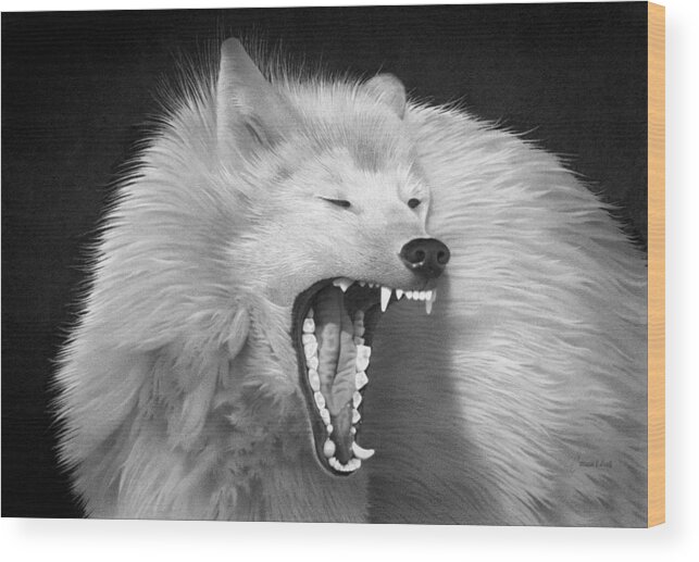 Arctic Wolf Wood Print featuring the drawing Tundra Warrior by Stirring Images