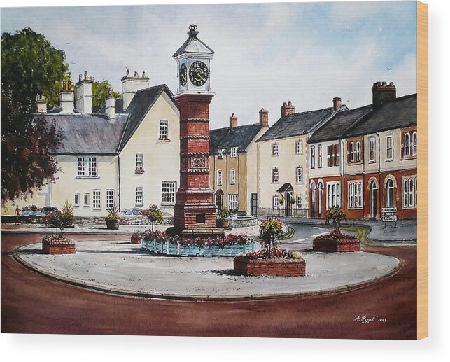 Andrew Read Wood Print featuring the painting Twyn Square Usk Wales by Andrew Read