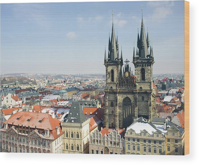 Arch Wood Print featuring the photograph Tyn Church In Prague Old Town Square by Uygar Ozel