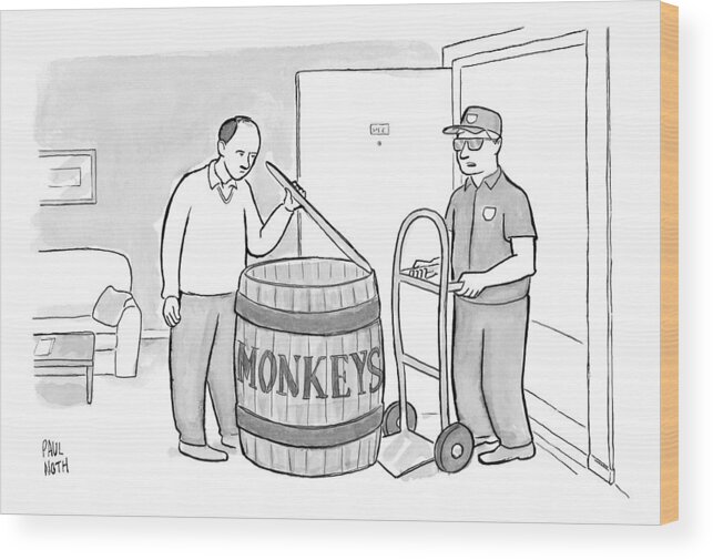 Monkey Barrel Wood Print featuring the drawing Add Your Own Caption Week # 247 by Paul Noth
