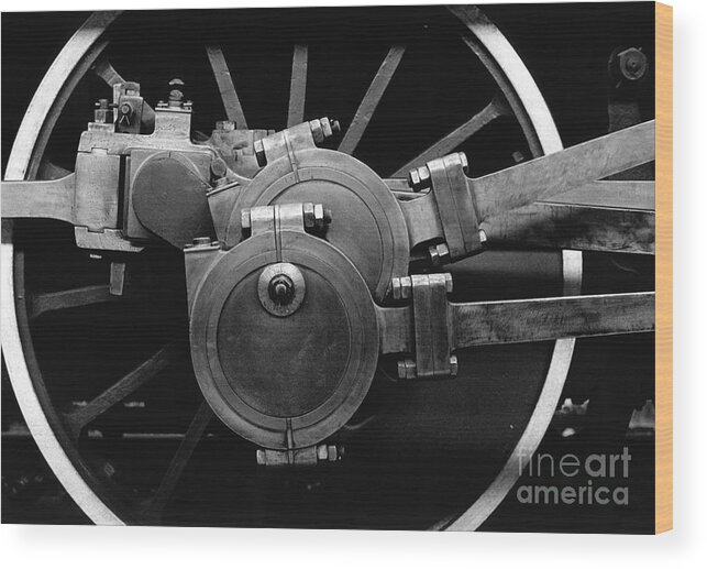 Steam Wood Print featuring the photograph Valve gear and Wheel by Riccardo Mottola