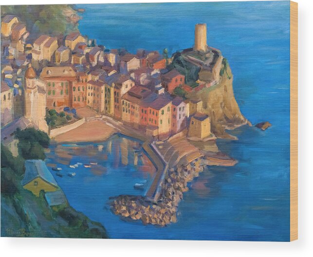 Village Wood Print featuring the painting Vernazza by Marco Busoni