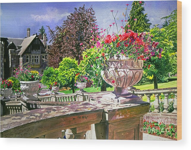 Gardens Wood Print featuring the painting Victoria - Hatley Castle by David Lloyd Glover