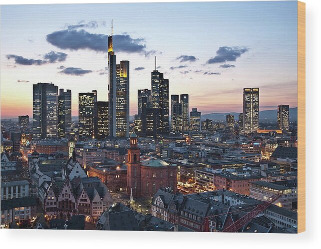 Corporate Business Wood Print featuring the photograph View Of Frankfurt by Susanneb
