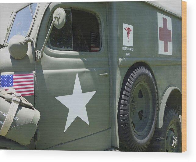 Ambulance Wood Print featuring the photograph Vintage Army Ambulance Two by Ann Powell
