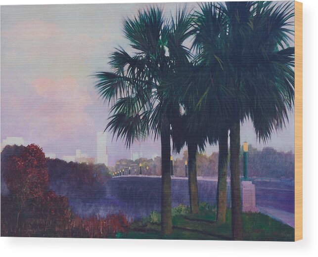 Vista Wood Print featuring the painting Vista Dusk by Blue Sky