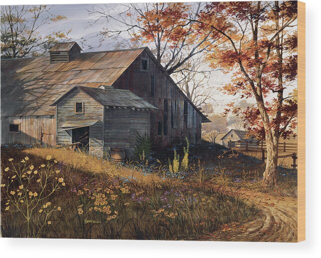 Landscape Wood Print featuring the painting Warm Memories by Michael Humphries
