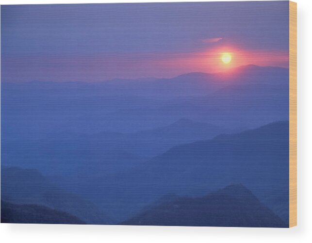 Water Rock Knob Wood Print featuring the photograph Water Rock Knob Sunset by Jim Dollar