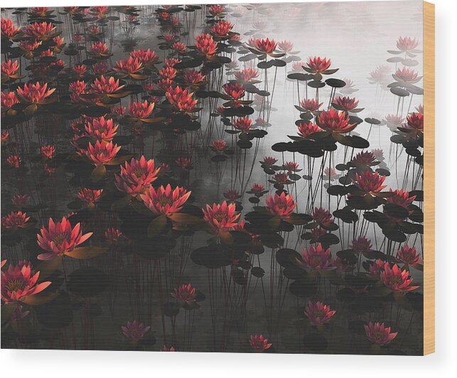 Lilies Wood Print featuring the painting Waterlillies by Jan Keteleer