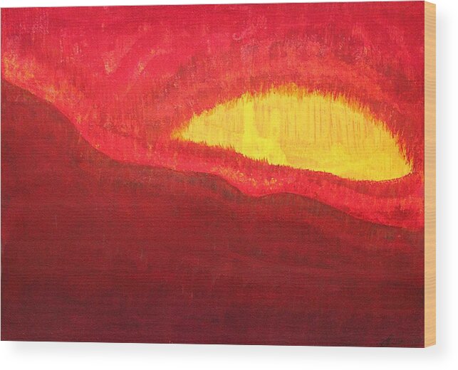 Fire Wood Print featuring the painting Wildfire Eye original painting by Sol Luckman
