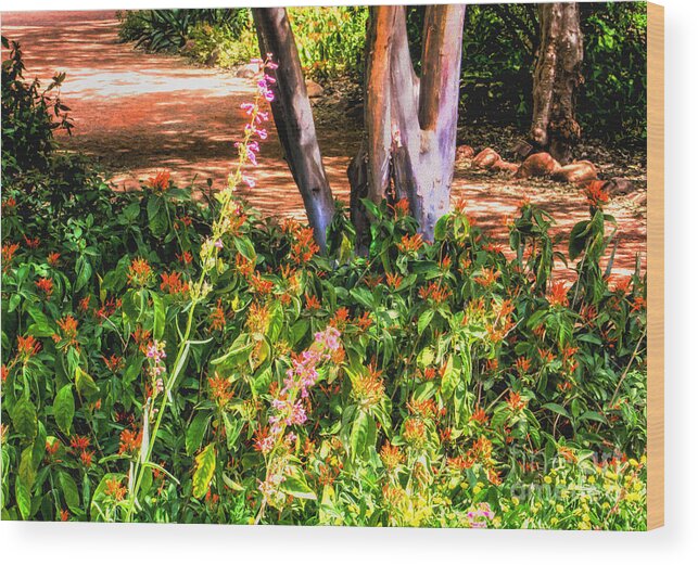 Wildflowers Wood Print featuring the digital art Wildflower Path through the Woods by Georgianne Giese