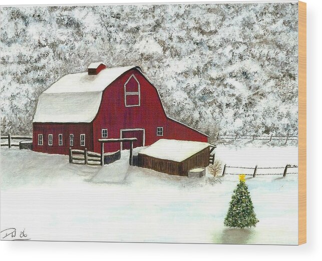 Wisconsin Wood Print featuring the painting Wisconsin Christmas by Dan Wagner