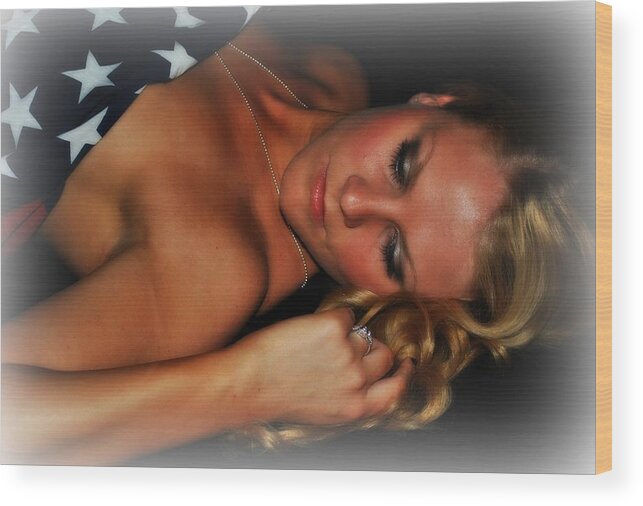 Flag Wood Print featuring the photograph Woman Salute by Amanda Eberly