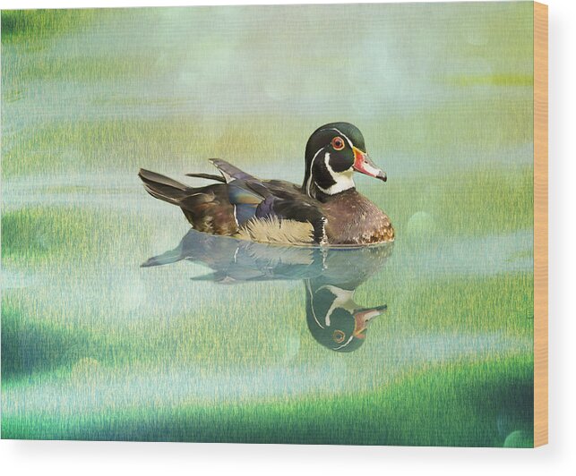 Duck Wood Print featuring the photograph Woody Green Striations by Bill and Linda Tiepelman