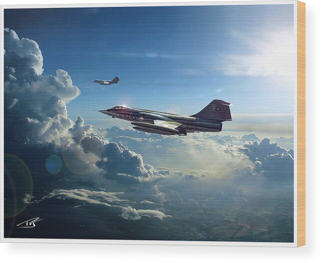 Lockheed F-104g Starfighter Jet Fighter Royal Netherlands Air Force Wood Print featuring the digital art Zipper High by Peter Van Stigt