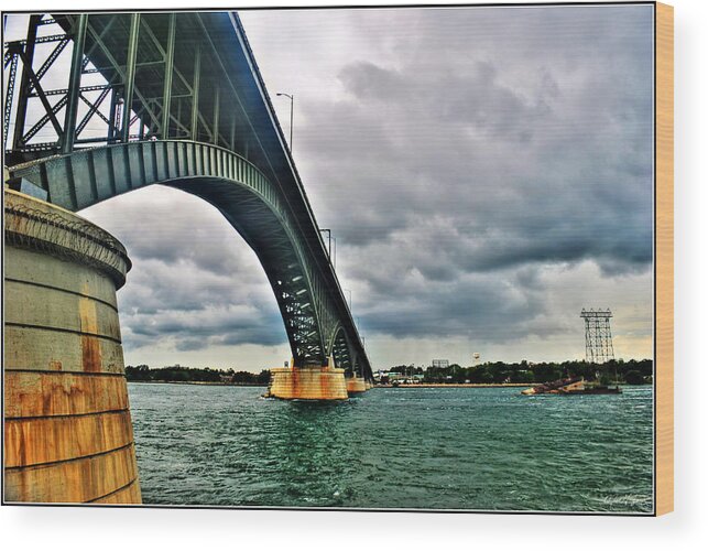  Wood Print featuring the photograph 003 Stormy Skies Peace Bridge Series by Michael Frank Jr