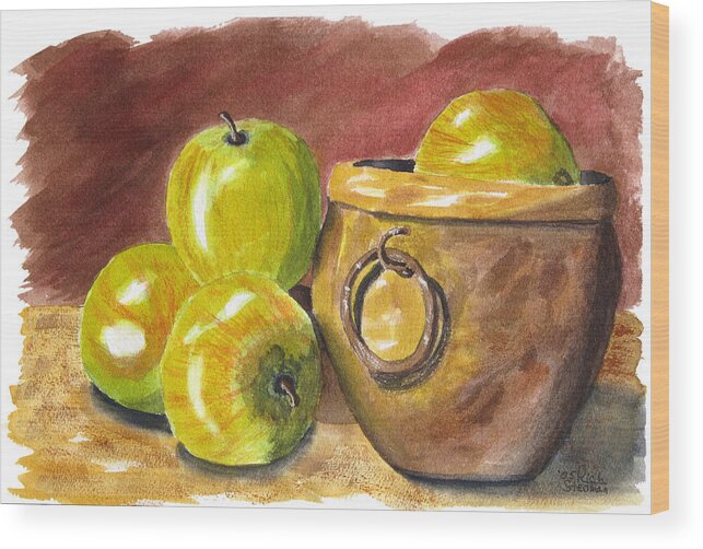 Apple Wood Print featuring the painting An Apple A Day #1 by Richard Stedman