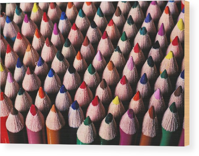 Pencil Wood Print featuring the photograph Colored pencils #2 by Garry Gay
