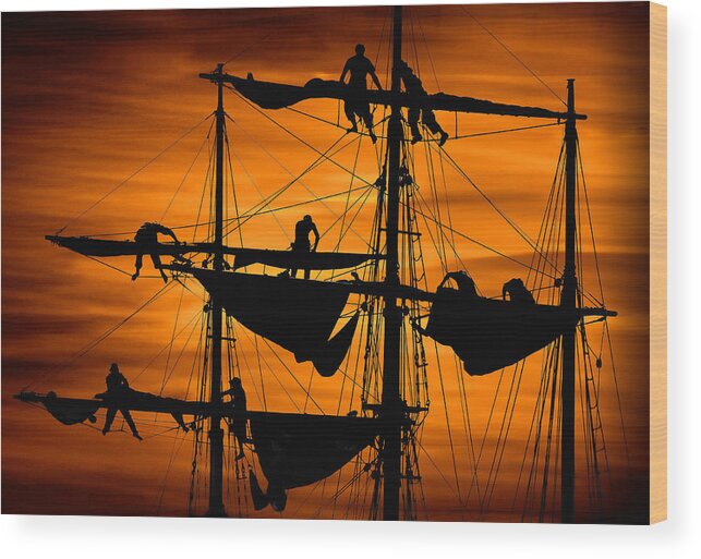 Textured Wood Print featuring the photograph Furling Sail #1 by Fred LeBlanc