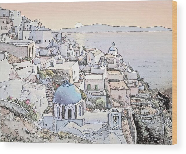 Greece Wood Print featuring the photograph Santorini Sunrise #1 by Joseph Hendrix