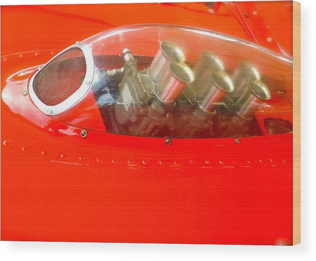 Ferrari Wood Print featuring the photograph 1960 Ferrari 246S Dino Hood Detail by John Colley