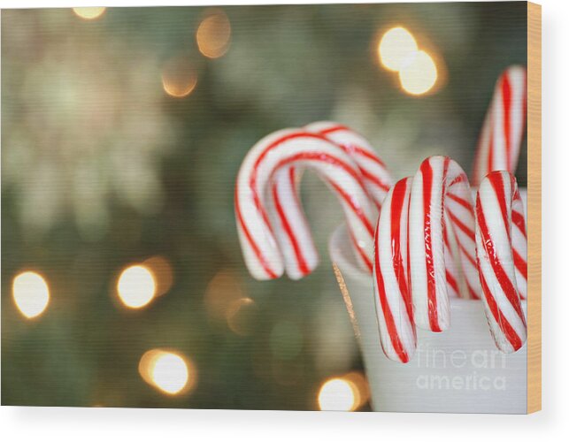 Gold Wood Print featuring the photograph Candy Canes #2 by HD Connelly