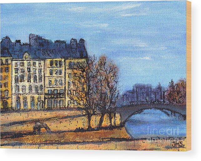 France Wood Print featuring the painting A Glimpse of Paris No 3 by Jackie Sherwood