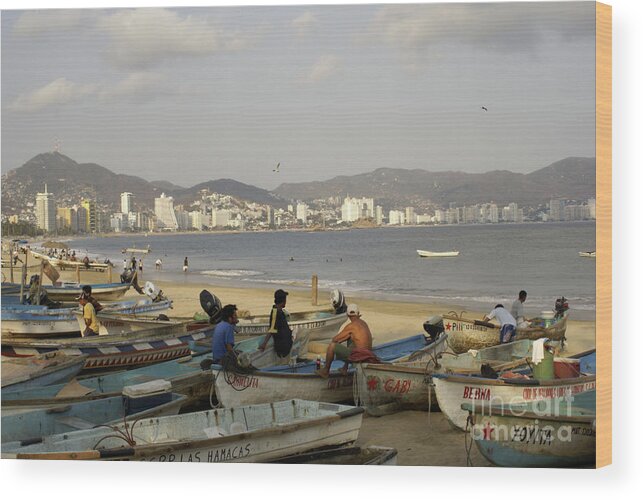 Mexico Wood Print featuring the photograph Acapulco Fishermen by John Mitchell