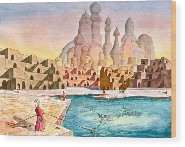Atlantis Wood Print featuring the painting Atlantis Retrospect by Frank SantAgata
