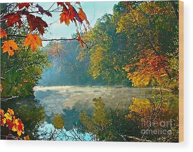 White River Scene Wood Print featuring the photograph Autumn on the White River I by Julie Dant