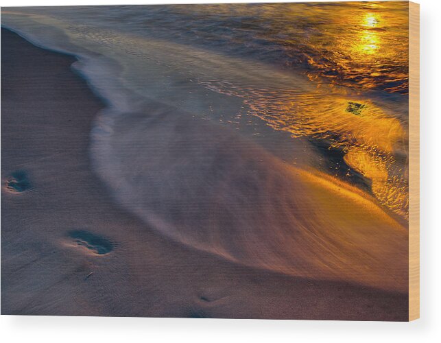 Sunrise Wood Print featuring the photograph Beach Walk - Part 3 by Dennis Dame