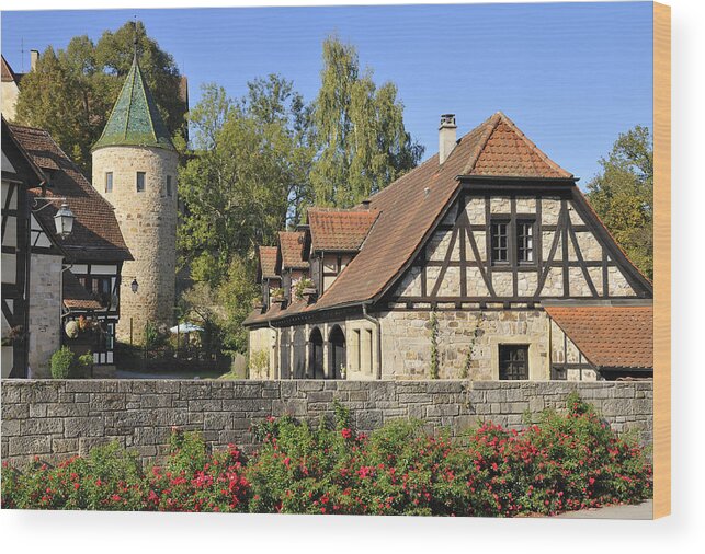 Bebenhausen Wood Print featuring the photograph Beautiful old town Bebenhausen in Germany by Matthias Hauser