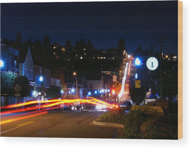 Tacoma Wood Print featuring the photograph Bending Light Through Old Town by Rob Green