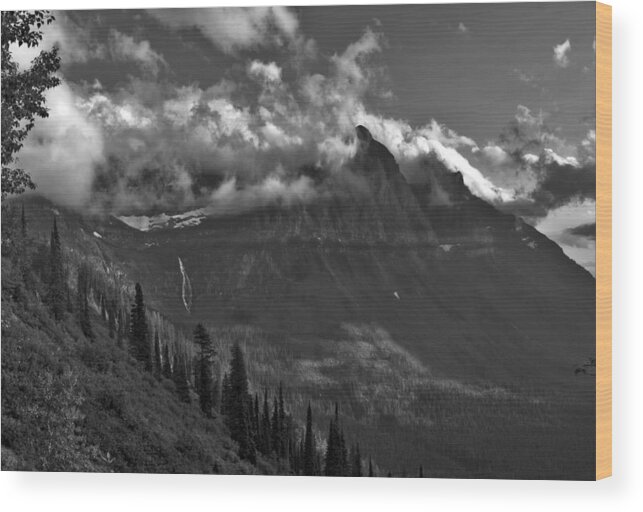  Wood Print featuring the photograph Birdwoman Falls Glacier National Park Montana Mountain Photography Larry Darnell by Larry Darnell