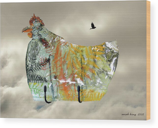 Chicken Wood Print featuring the digital art Chicken Pie by Sarah King