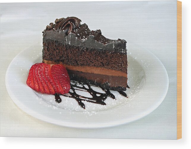 Food And Beverage Wood Print featuring the photograph Chocolate Cake by Lisa Phillips