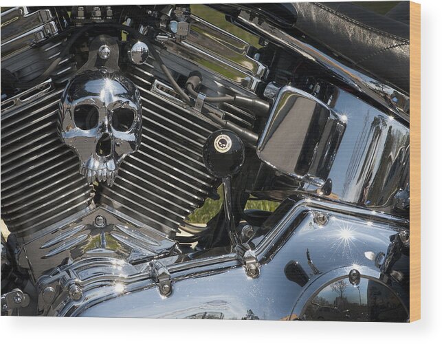 Motorcycle Wood Print featuring the photograph Chopper Skull by Paul W Faust - Impressions of Light