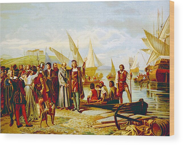 Balaca Wood Print featuring the photograph Christopher Columbus Embarkation by Everett